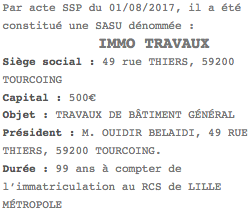 publication legale sasu lille